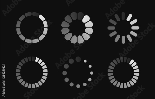 Vector interface loaders. Set loading icons for website, app, ui, game and software.