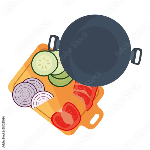 saucepan onion tomato cucumber preparation cooking