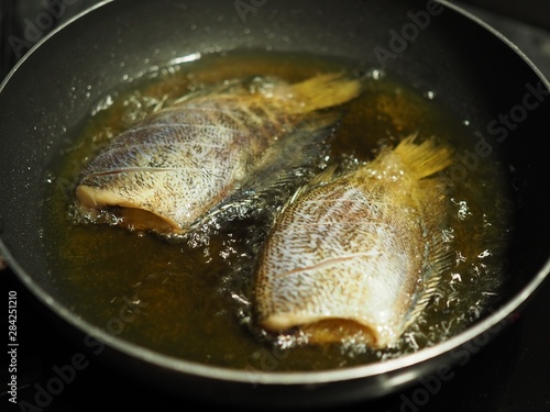 Close up Of Frying fishs