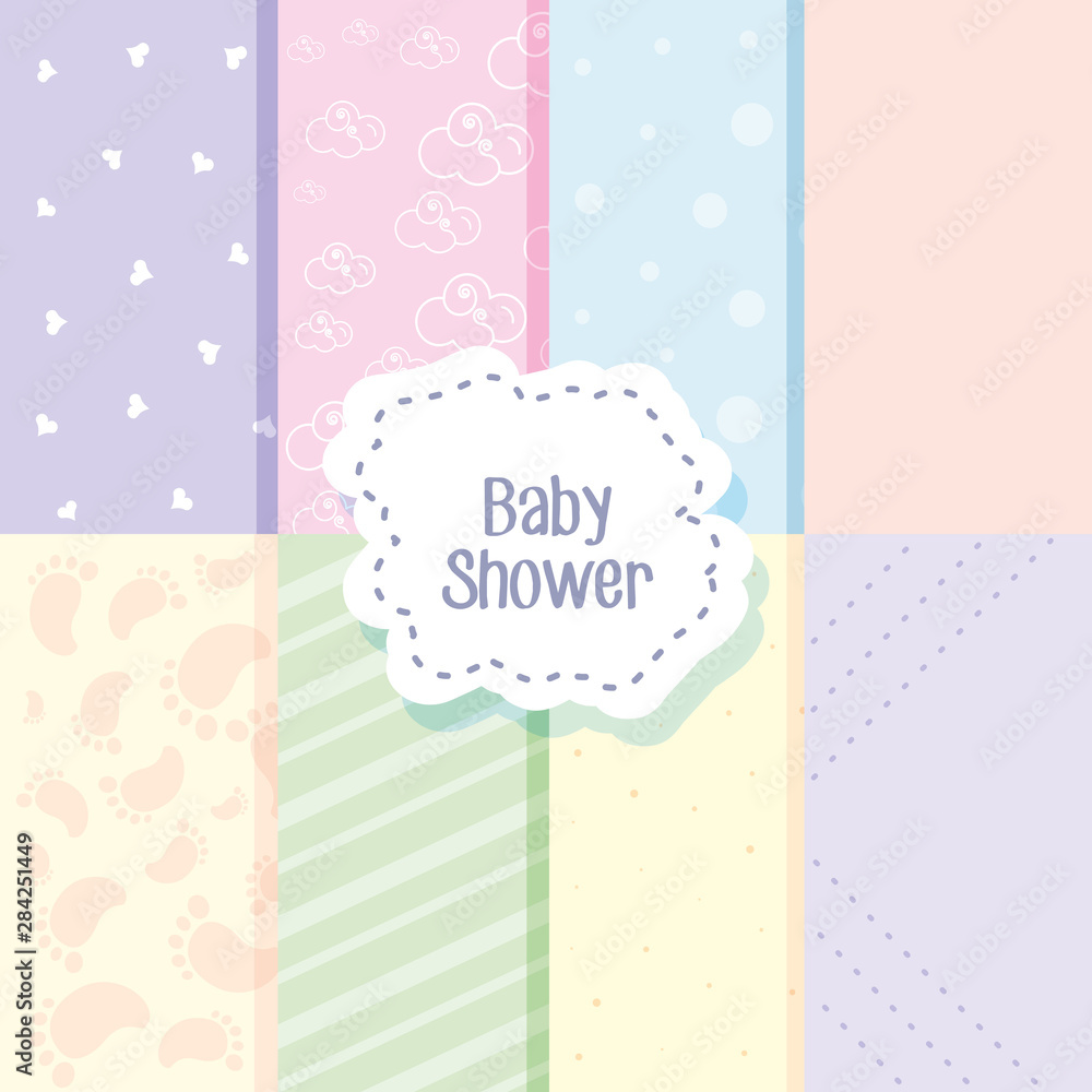 baby shower card with pattern of footprints and clouds baby shower card with pattern of footprints and clouds