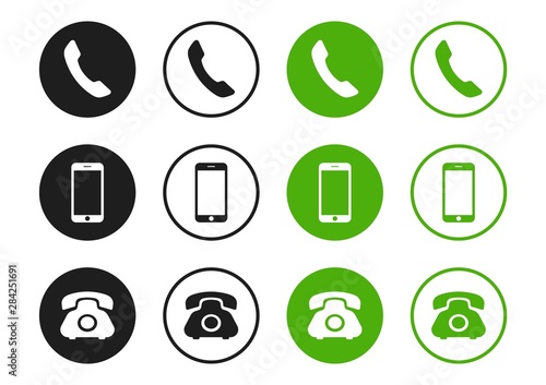 Fotótapéta Phone, smartphone, handset vector icons isolated on white background