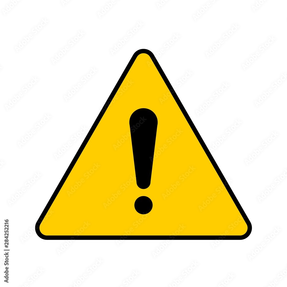 Vector yellow triangular hazard warning symbol. Warn icon and sign of attention for use on web, typography, app, on the road and construction. Vector yellow triangular hazard warning symbol. Warn icon and sign of attention for use on web, typography, app, on the road and construction.