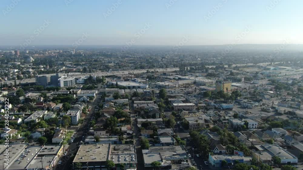 Los Angeles Panorama Pan Left Freeway to Downtown Aerial Shot Los Angeles Panorama Pan Left Freeway to Downtown Aerial Shot