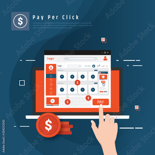 Pay per click flat vector concept with cool colors