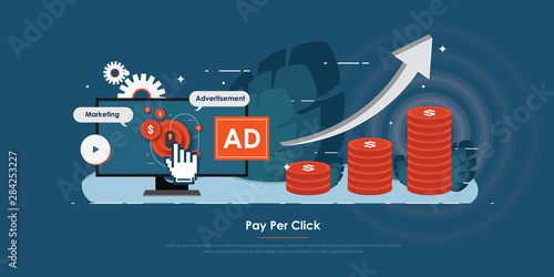 Simple flat design of pay per click, modern vector illustration 