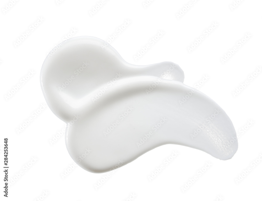 White smears and texture of face cream or acrylic paint isolated on white background White smears and texture of face cream or acrylic paint isolated on white background