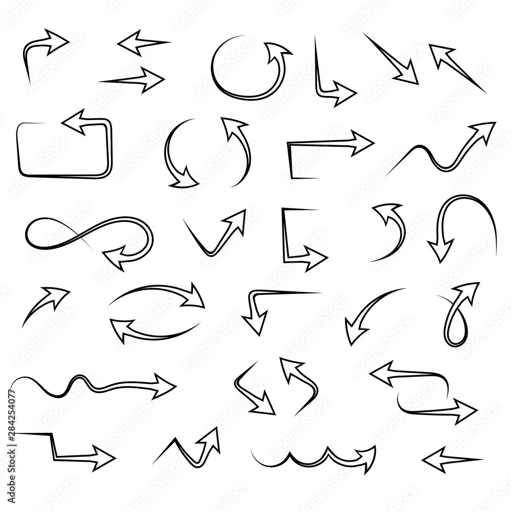 Hand drawn arrows set Hand drawn arrows set