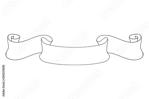 Ribbon scroll. Outline icon
