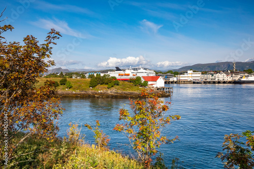 Fototapeta Naklejka Na Ścianę i Meble -  View of Bronnoysund port of Northern Norway