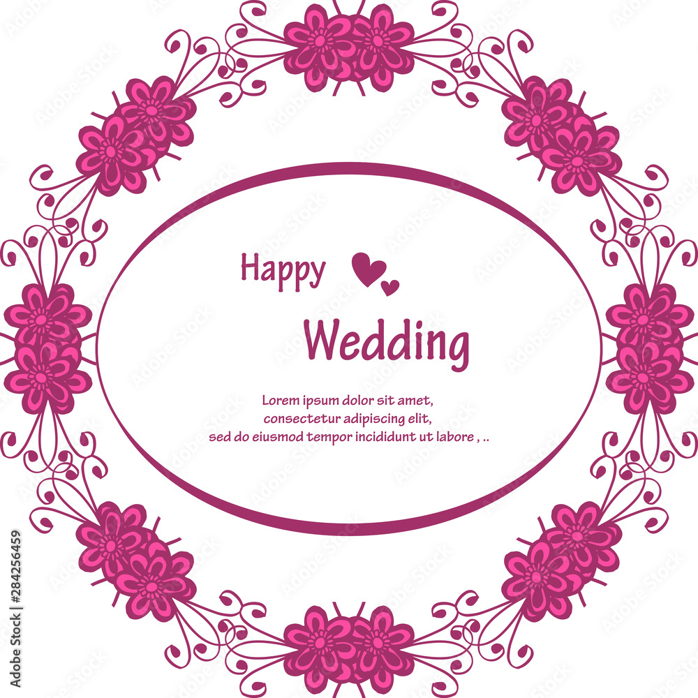 Pink flower frame, ornate wallpaper of card happy wedding. Vector Pink flower frame, ornate wallpaper of card happy wedding. Vector