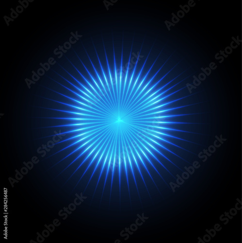 Abstract spark circle flare light isolate on black background, vector illustration