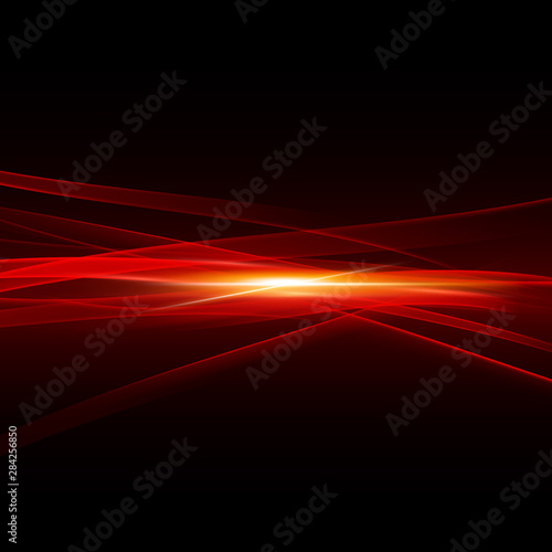 Abstract spark and flow light strips red tone on middle background, vector illustration