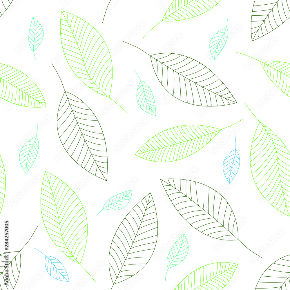 Seamless, vector ornament: green leaf bases isolated on white background