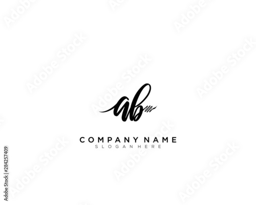 AB Initial Handwriting Logo Template Vector
