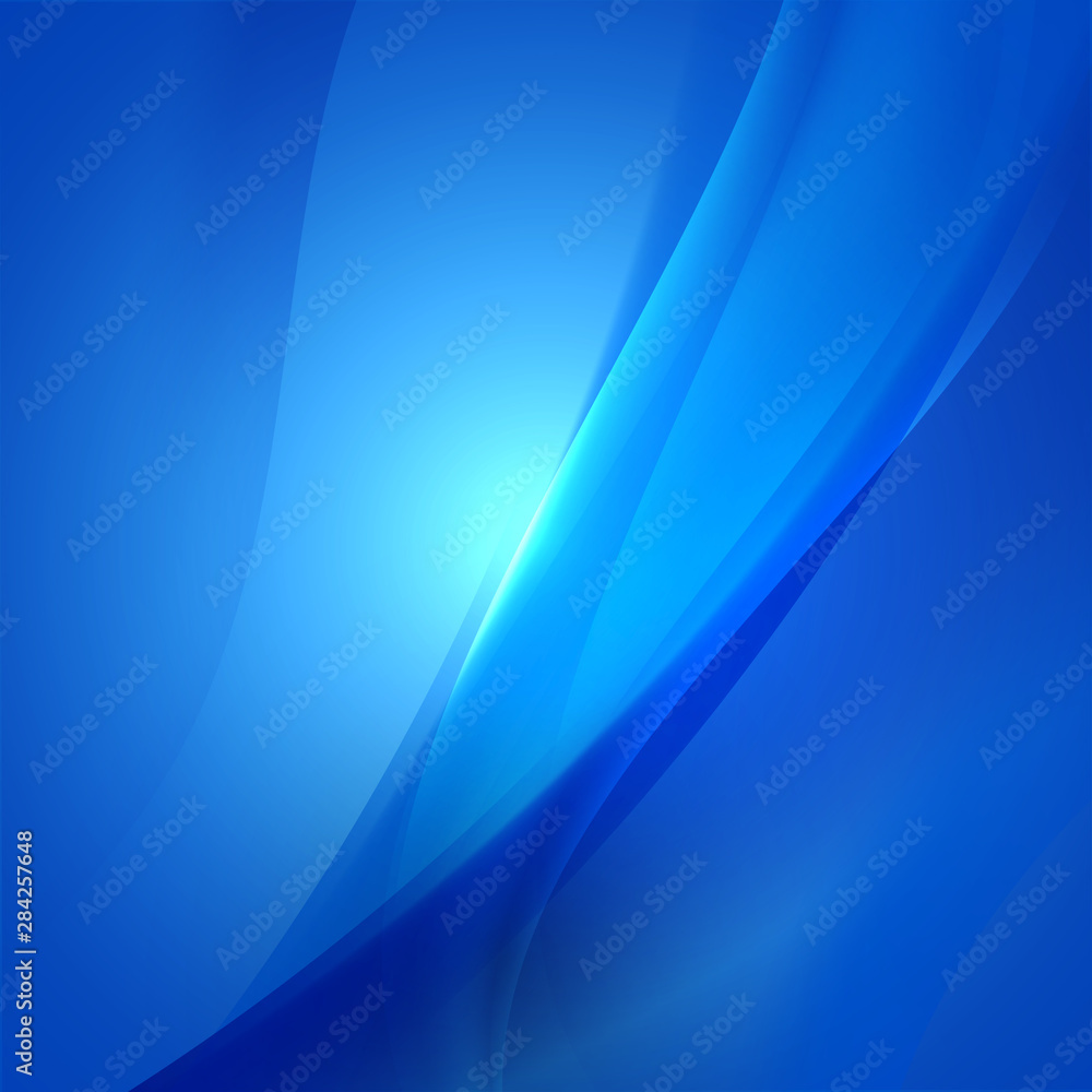 Fototapeta premium Abstract smooth blue flow background for nature, technology or science concept presentation, Vector illustration