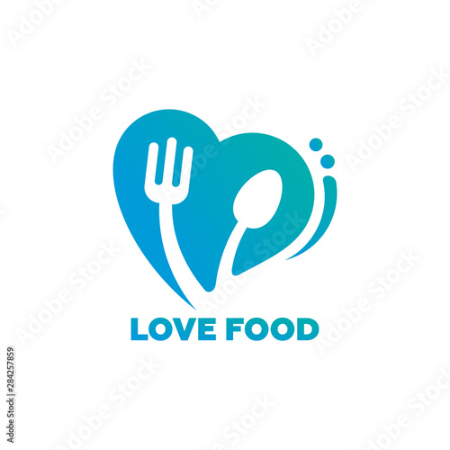 Love Food Logo Template Design Vector, Emblem, Design Concept, Creative Symbol, Icon