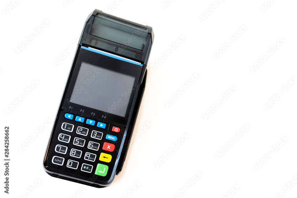 Credit card reader isolated on white background. Credit card reader isolated on white background.