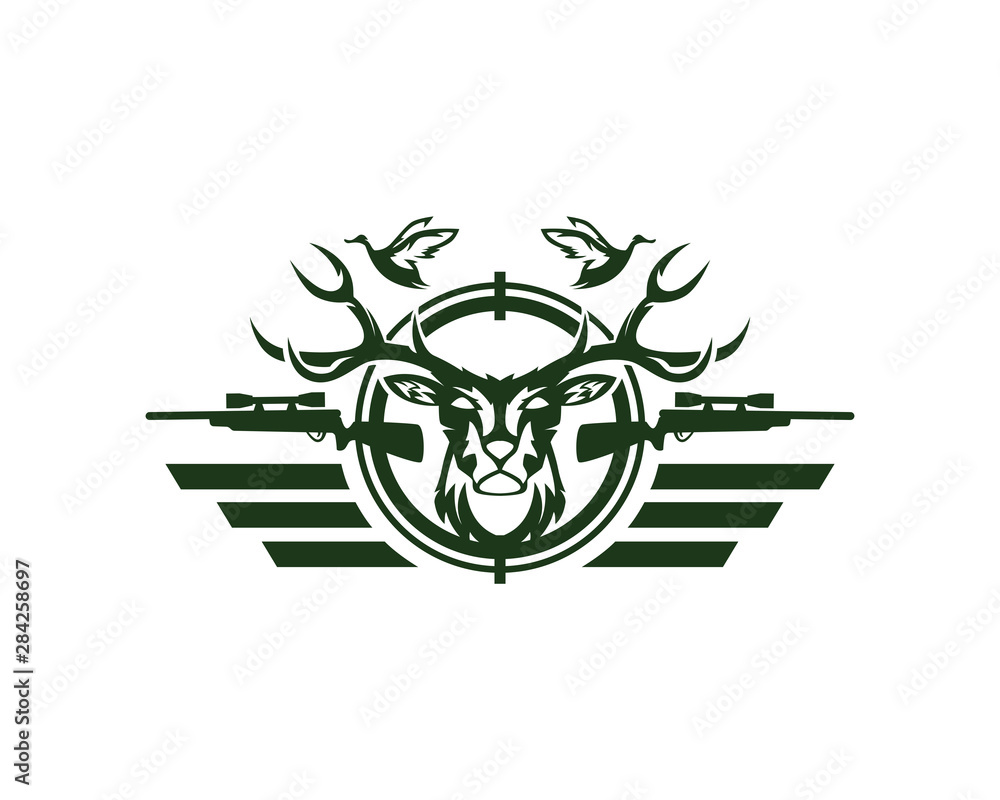 Obraz premium Deer or Duck Hunting Logo Club and Sports