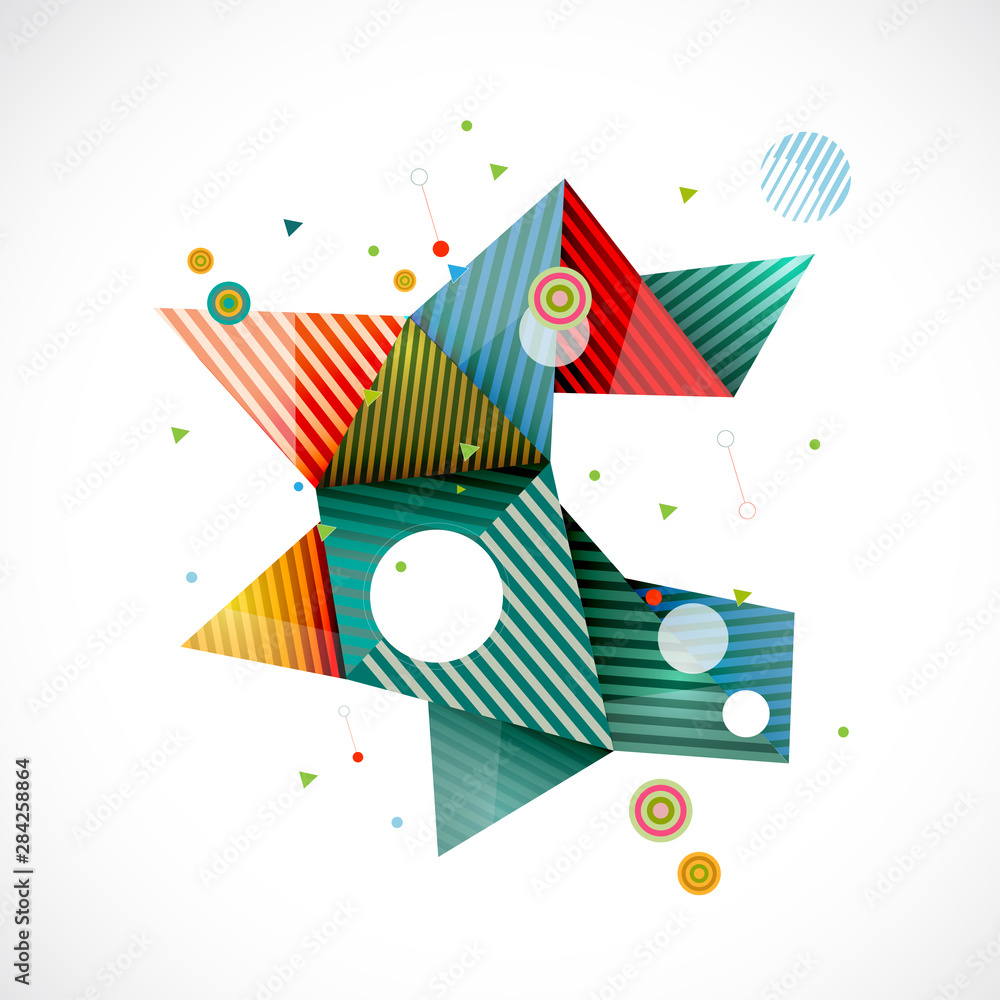 abstract colorful geometrical template with creative line and triangle graphic decoration concept, vector illustration