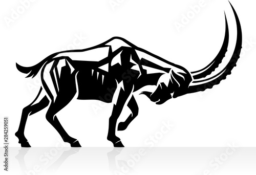 Wild Mountain Goat with Arch Horn, Shadowed Illustration