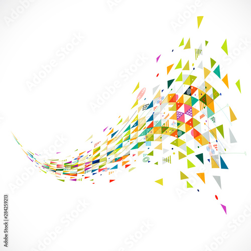 Abstract creative mix geometrical with flag flow shape, vector illustration