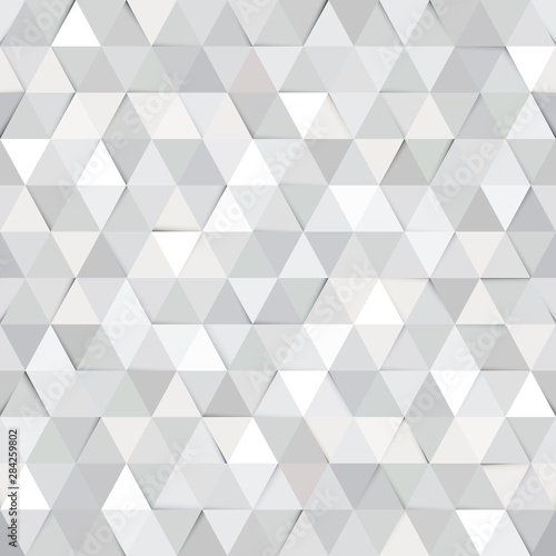 White paper texture seamless background. Geometric gray triangle mosaic pattern background. Corporate business or technology identity element, online presentation website element, vector illustration