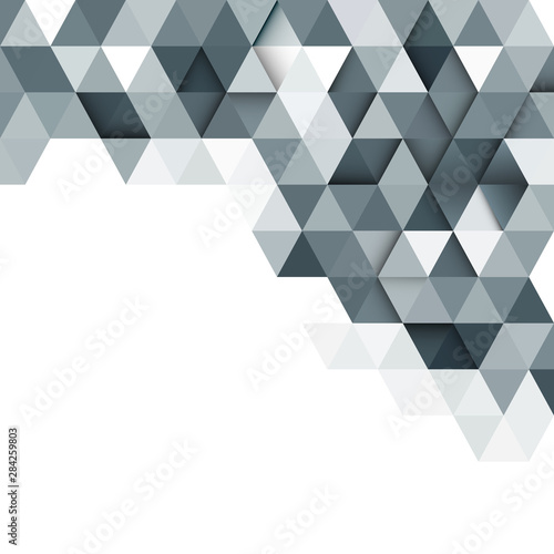 Geometric triangle gray and black mosaic pattern element on white. Corporate business or technology identity element, online presentation website element, vector illustration