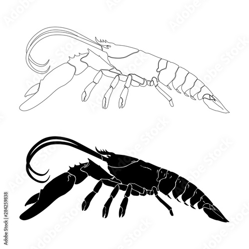Lobster Silhouette Icon on White Background. Vector - Vector
