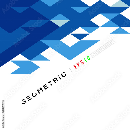 Abstract geometric triangle blue mosaic pattern element on white. Corporate business or technology identity element, online presentation website element, vector illustration