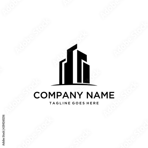 Illustration real estate silhouette with a high building logo design