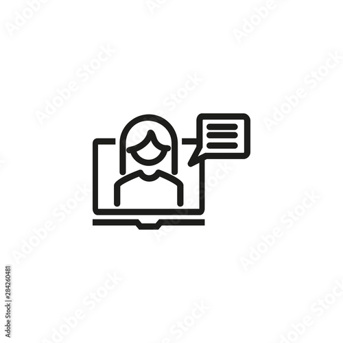 Video blogger vector line icon. Video chat, speech, idol. Vector illustration can be used for topics like modern technologies, blogging, internet
