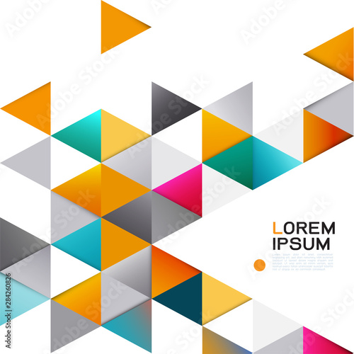 Abstract colorful geometric template on white and modern triangle overlapping with white space for text. Modern background for business or technology presentation. vector illustration