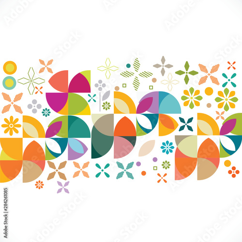 Abstract colorful flower pattern and graphic decoration, contemporary graphic pattern, vector illustration