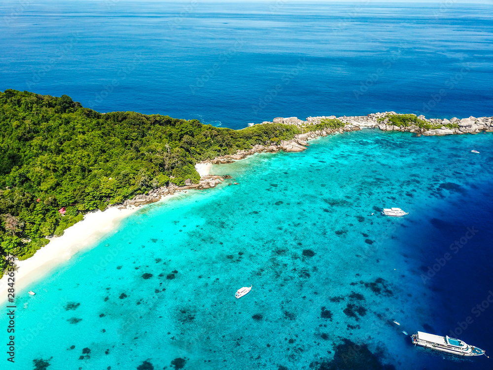 Similan island aerial views from above in Thailand