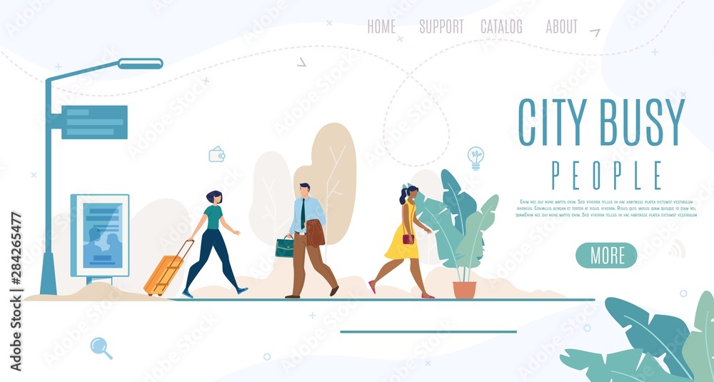City People Life Time Management Vector Web Banner
