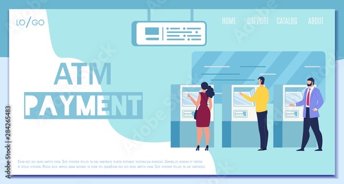 Modern ATM Payment Service Flat Vector Web Banner