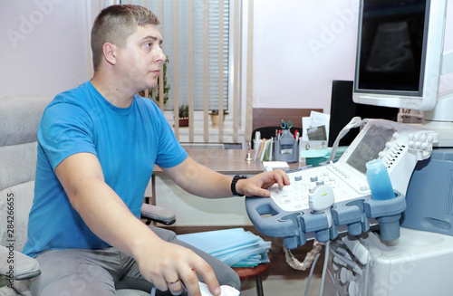 Workplace of the doctor of ultrasound diagnostics. Medical clinic  Ultrasound  sonography  ultrasound examination