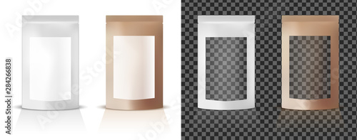 Transparent foil or paper packaging for snacks and food