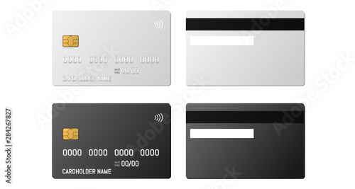 Credit plastic card with emv chip. Contactless payment
