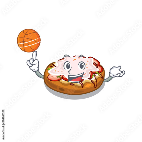 With basketball bruschetta served above the mascot board