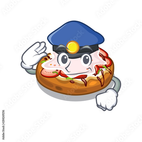 Police bruschetta served above the mascot board