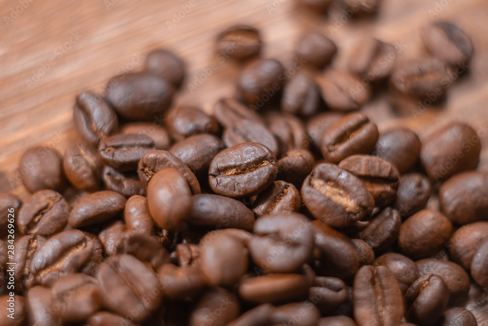 Coffee beans close up. Coffee production industry concept Coffee beans close up. Coffee production industry concept