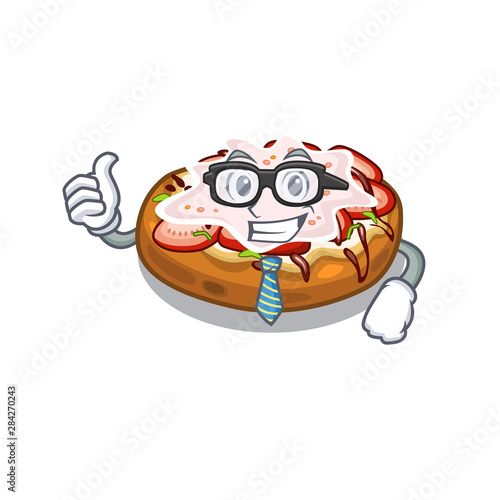 Businessman bruschetta in the a cartoon lunchbox
