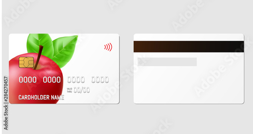 Credit plastic card with emv chip. Contactless payment