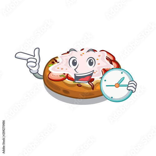 With clock bruschetta in the a cartoon lunchbox