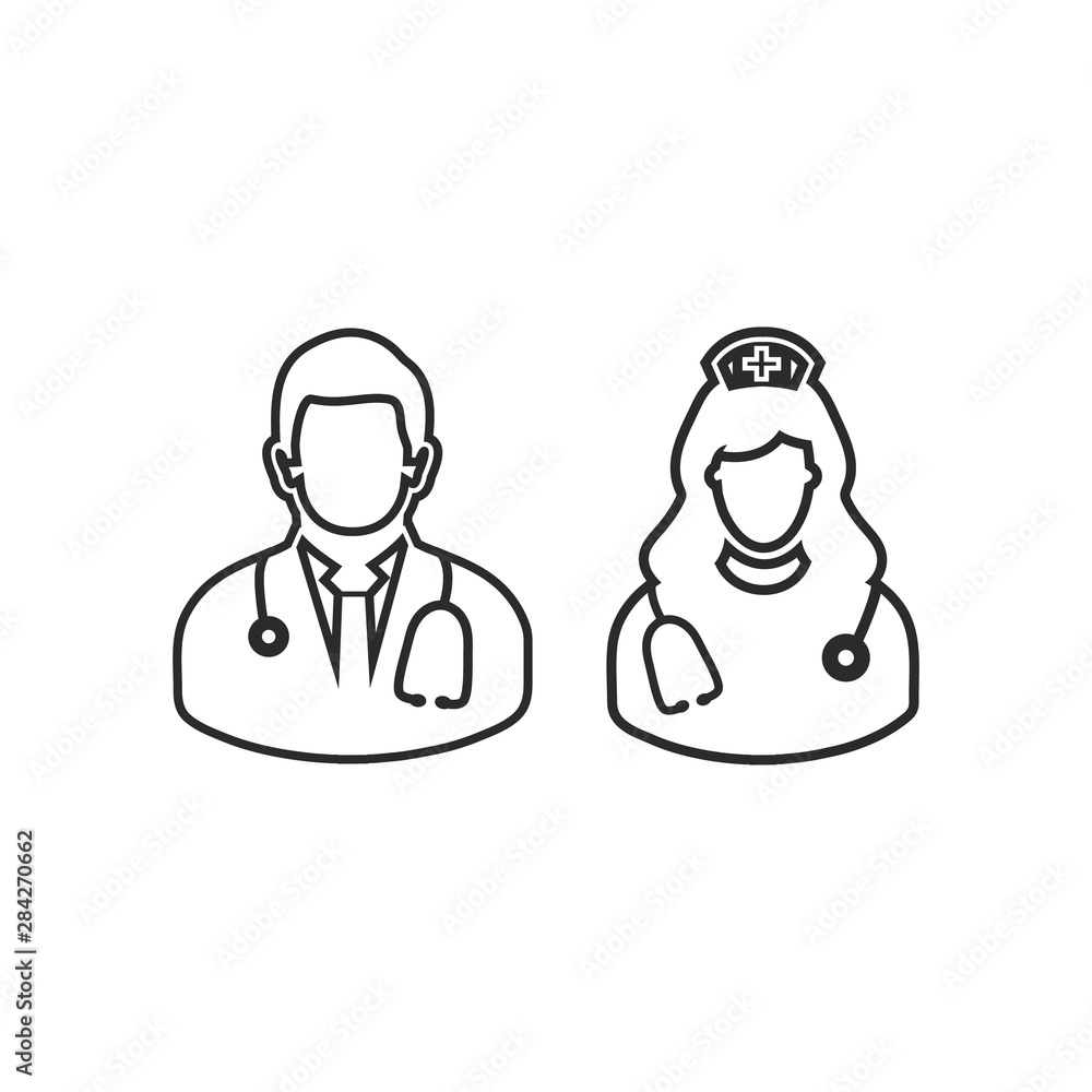 Doctor and nurse line icon. Editable vector EPS. Doctor and nurse line icon. Editable vector EPS.