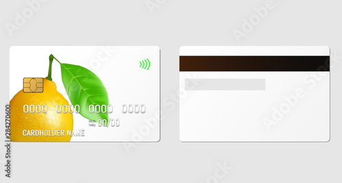 Credit plastic card with emv chip. Contactless payment