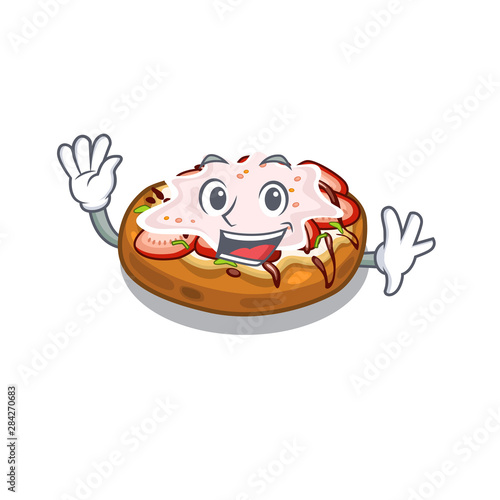 Waving bruschetta in the a cartoon lunchbox
