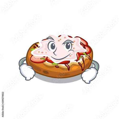 Smirking bruschetta in the a cartoon lunchbox