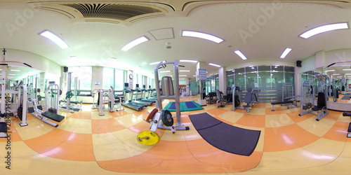 Fitness Gym club full 360 degree panorama spherical projection